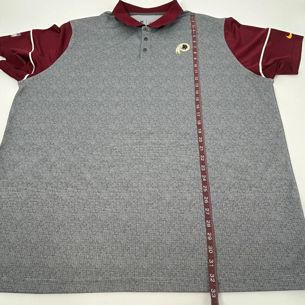 Washington Redskins NFL Shirt Men's 3XL Gray‎ Nike Dri-Fit Short Sleeve Polo